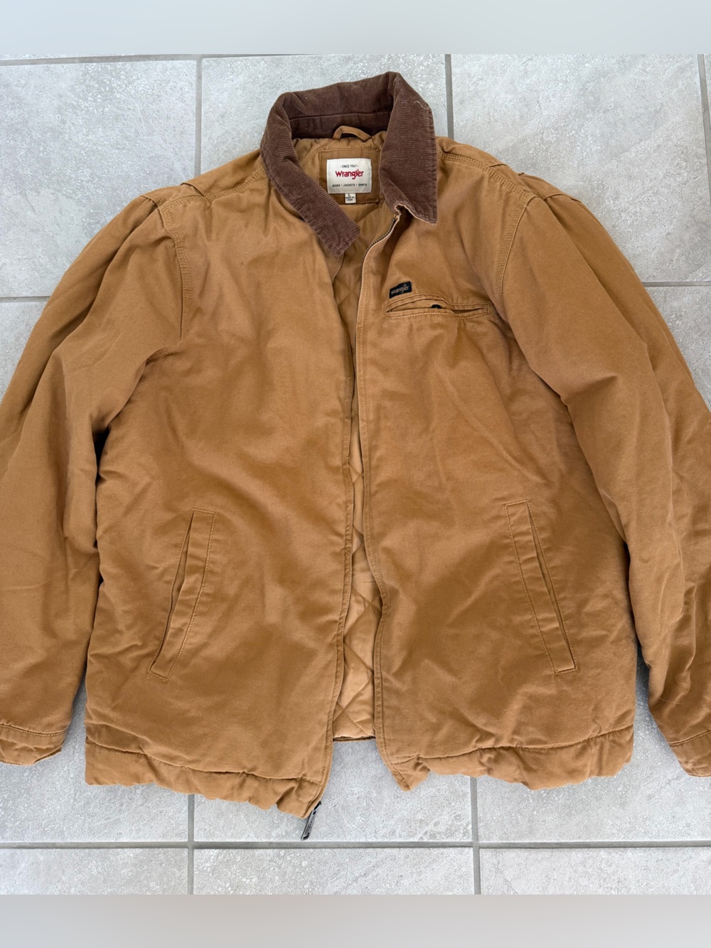Wrangler Tan Canvas Field Jacket with Corduroy Collar